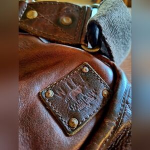 Vintage Will Leather Goods 1978 Cognac "HANK" Bag Scottish Tartan Liner VGC